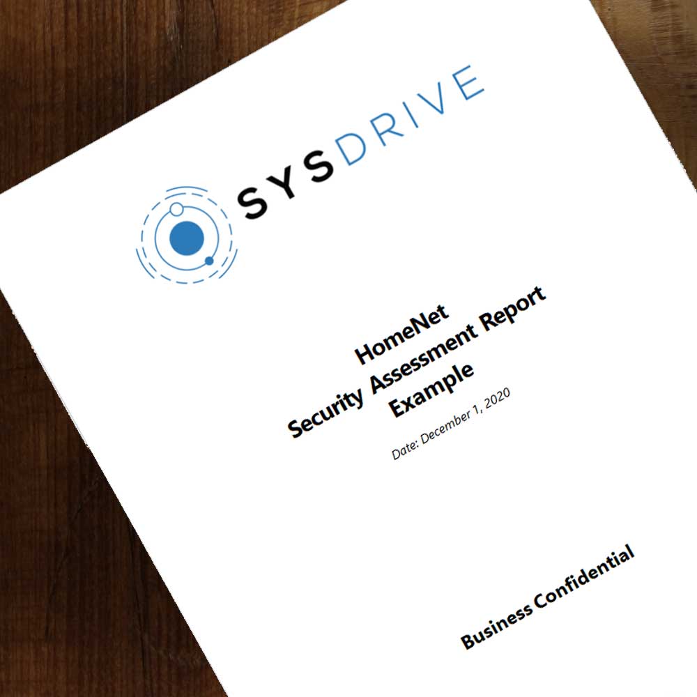 HomeNet Security Assessment Report Example on a Table